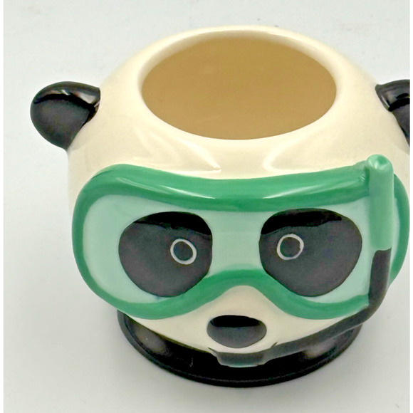 Scuba Panda Ceramic Planter – Cute Animal Pot, 4" Tall – Indoor Succulent Holder - Picture 3 of 3